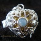 925 Silver Opalite Heart Harmony Ball Pendant HB-287-PS