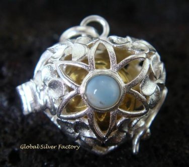 925 Silver Opalite Heart Harmony Ball Pendant HB-287-PS
