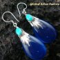 Silver Blue Shappire (syn) & Turquoise Earrings SJ-194-KA