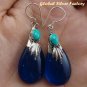Silver Blue Shappire (syn) & Turquoise Earrings SJ-194-KA