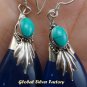 Silver Blue Shappire (syn) & Turquoise Earrings SJ-194-KA