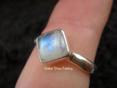 925 Silver & Square Rainbow Moonstone Ring RI-256-NY