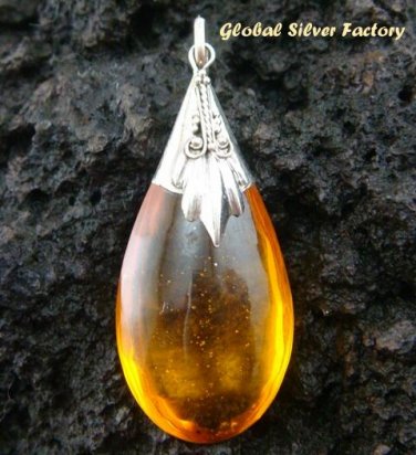 925 Silver Amber (syn) Pendant SJ-201-KT