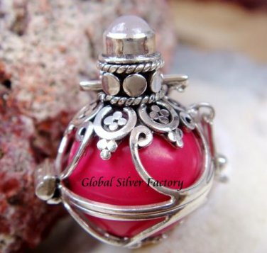 925 Silver Rose Quartz Harmony Ball Pendant 16mm HB-185-KT