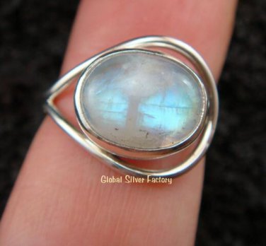 Silver & Rainbow Moonstone Ring RI-258-NY