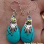Silver Turquoise & Peridot Teardrop Earrings SJ-187-KA
