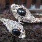 Silver Black Onyx Double Snake Head Bangle SBB-208-KA