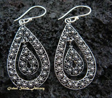 Sterling Silver Bali Ornate Design Earrings SE-138-KT