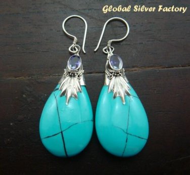 Silver & Turquoise Teardrop Earrings SJ-186-KT