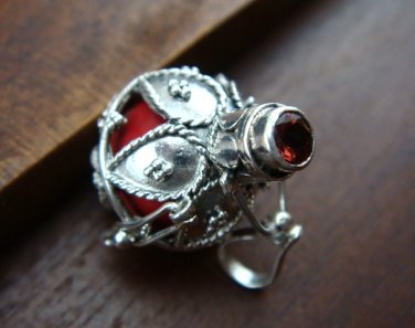 925 Silver Garnet Harmony Ball Pendant 16mm HB-250-KT