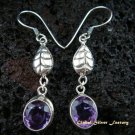 Leaf Design & Amethyst Dangle Earrings ER-451-NY