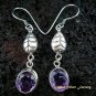 Leaf Design & Amethyst Dangle Earrings ER-451-NY