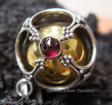 Sterling Silver Clover Garnet Chime Ball CH-175-KT