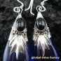 Silver Amethyst (syn) & Onyx Earrings SJ-190-KA