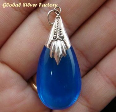 925 Silver Blue Shappire (syn) Pendant SJ-204-KT