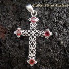 Sterling Silver Garnet Cross Pendant SP-392-PS