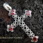 Sterling Silver Garnet Cross Pendant SP-392-PS