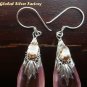 Silver & Synthetic Amber Earrings SJ-184-KT