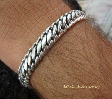 Sterling Silver Curb Design Men's Bracelet MJ-119-PS