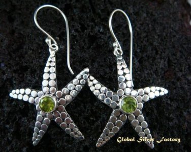 925 Silver & Peridot Star Fish Design Earrings ER-442-NY