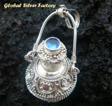 925 Silver Sapphire Essential Oil Bottle Pendant PP-314-KT