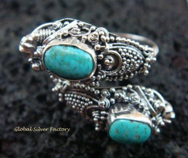 925 Silver Turquoise Double Head Snake Ring RI-272-KT