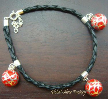 925 Silver Red Filigree Chime Ball Bracelet CH-280-KT