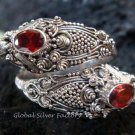 Sterling Silver Garnet Snake Ring RI-149-KA