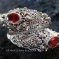 Sterling Silver Garnet Snake Ring RI-149-KA