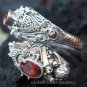 Sterling Silver Garnet Snake Ring RI-149-KA