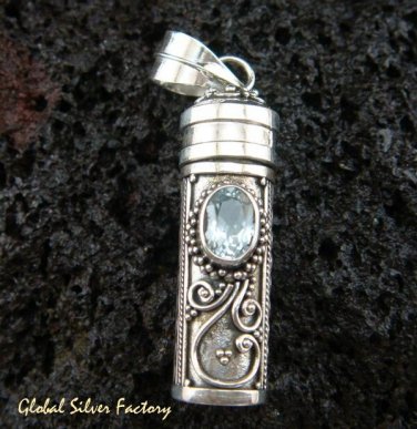 925 Silver & Blue Topaz Perfume Pendant PP-321-GSF