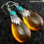 Silver & Synthetic Amber Earrings SJ-180-KT