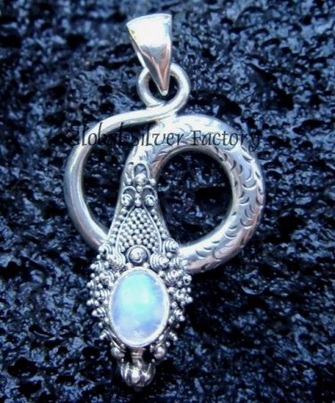 Sterling Silver Rainbow Moonstone Snake Pendant SP-189-NY