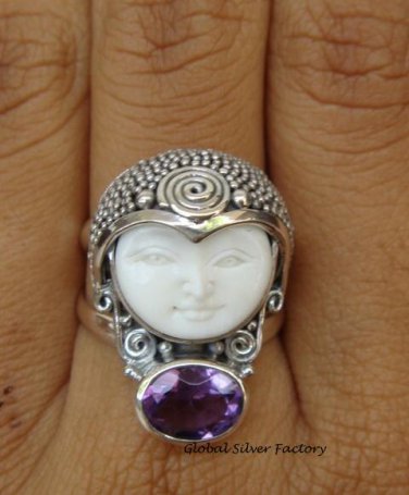 Silver Amethyst Goddess Ring GDR-381-PS
