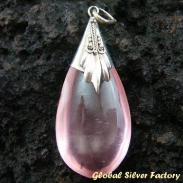 925 Silver Rose Quartz (syn) Pendant SJ-202-KT
