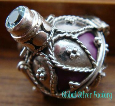 925 Silver Blue Topaz Purple Harmony Ball HB-256-KT