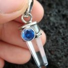 Silver Quartz Crystal & Blue Sapphire Pendant SP-395-KT