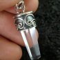 Silver Quartz Crystal & Blue Sapphire Pendant SP-395-KT