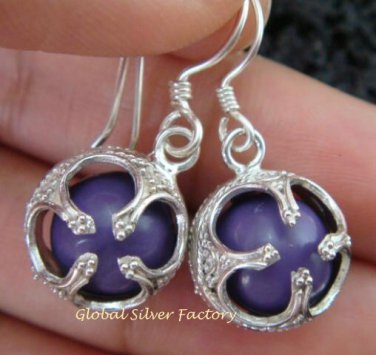 925 Silver Purple Chakra Chime Ball Earrings CBE-144-KT