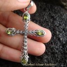 Sterling Silver Peridot Cross Pendant SP-391-PS