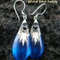 Silver Blue Shappire (syn) & Onyx Earrings SJ-192-KA