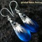 Silver Blue Shappire (syn) & Onyx Earrings SJ-192-KA