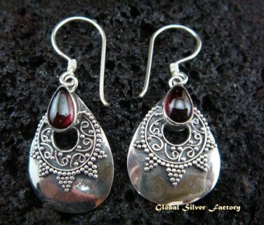 925 Silver & Garnet Traditional Earrings ER-442-NY