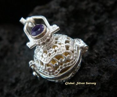 Silver Amethyst Harmony Ball Pendant 16mm HB-278-PS