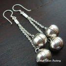 Silver Long Dangle Chime Ball Earrings CBE-130-KA