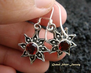 925 Silver & Garnet Sun Design Earrings ER-434-IKP