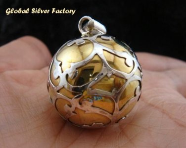 Large 925 Silver & Brass Filigree Chime Ball CH-286-KT