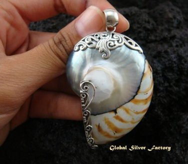 Sterling Silver Brown Nautulis Shell Pendant SP-365-KT
