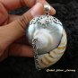 Sterling Silver Brown Nautulis Shell Pendant SP-365-KT