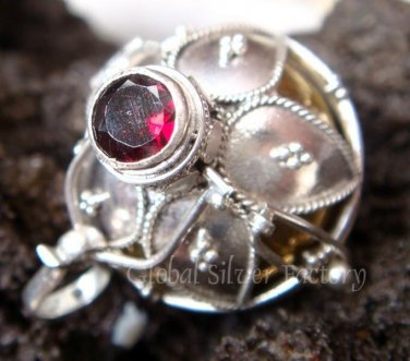 Silver Garnet Leaf Harmony Ball Pendant 25mm HB-240-KT